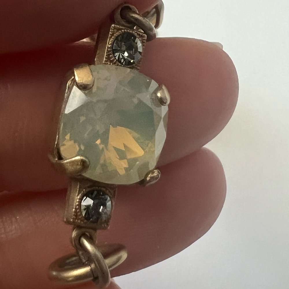 Cushion Cut Swarovski Crystal Bracelet, Milky Opal by Catherine Popesco